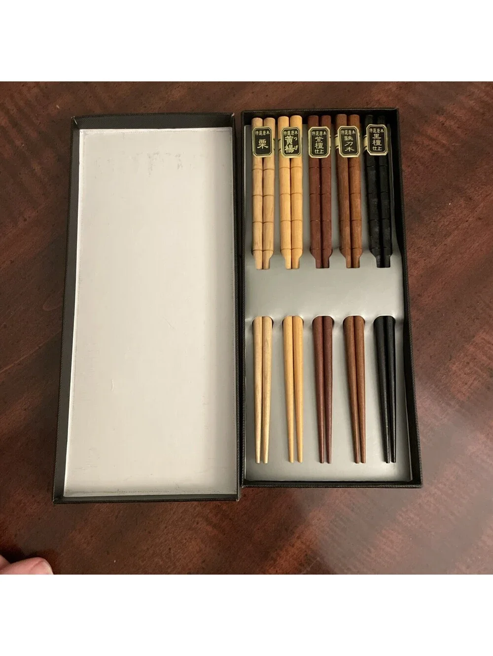 Berghoff 5 Pair Chinese Japanese Sushi Reusable Wooden Chopsticks (New)